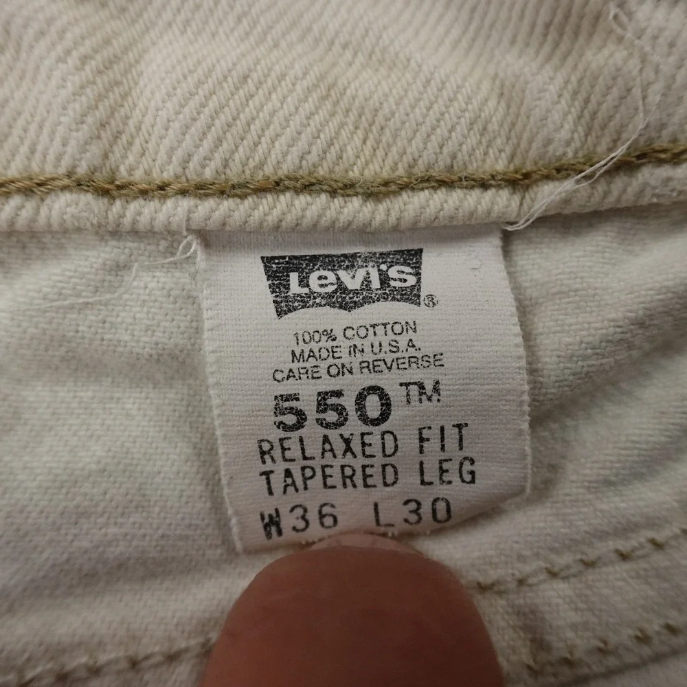 VTG Levis Jeans Mens 36X30 Beige Denim 550 Relaxed Tapered Orange Tab 90s‎ USA